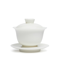 Yoshi en Gaiwan Glänzend Weiß Dehua Porzellan