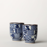 茶 KOU Japanese Teacup Pair, Ichiraku Kikubori Shonzui