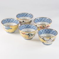 Coffret 5 Tasses À Thé Japonaises En Porcelaine Genji-Monogatari
