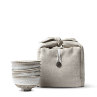 Coffret de 5 bols à thé Yoshi En, pièces blanches, sac de protection clair