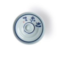 Jingdezhen Kalligraphie Porzellan Gaiwan Fu Lu blau-weiß