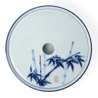 Jingdezhen Kalligraphie Porzellan Hu Cheng Doppelstufig blau-weiß