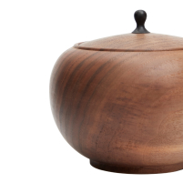 Boîte à thé en bois de noyer noir Melon L