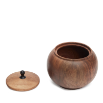 Teedose Schwarz Walnussholz Melonenform M