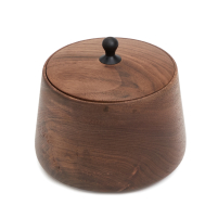 Tea Caddy Black Walnut Wood Pillar M