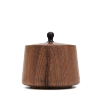 Tea Caddy Black Walnut Wood Pillar S