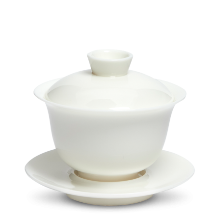 Yoshi en Gaiwan Glänzend Weiß Dehua Porzellan