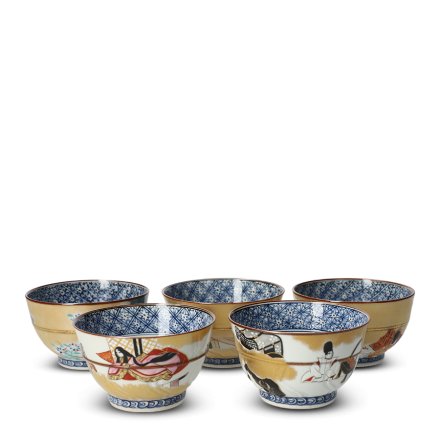 Tasses à thé japonaises en porcelaine coffret de 5 tasses Genji-Monogatari