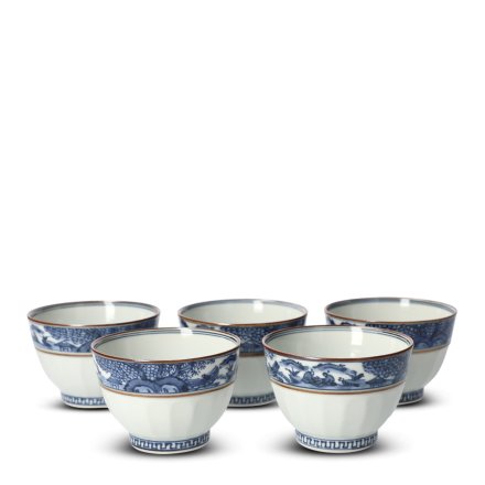 Tasse à thé japonaise en porcelaine coffret de 5 tasses Obisansui