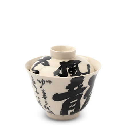 Jingdezhen Calligraphy Porcelain Gaiwan Wolong Black White