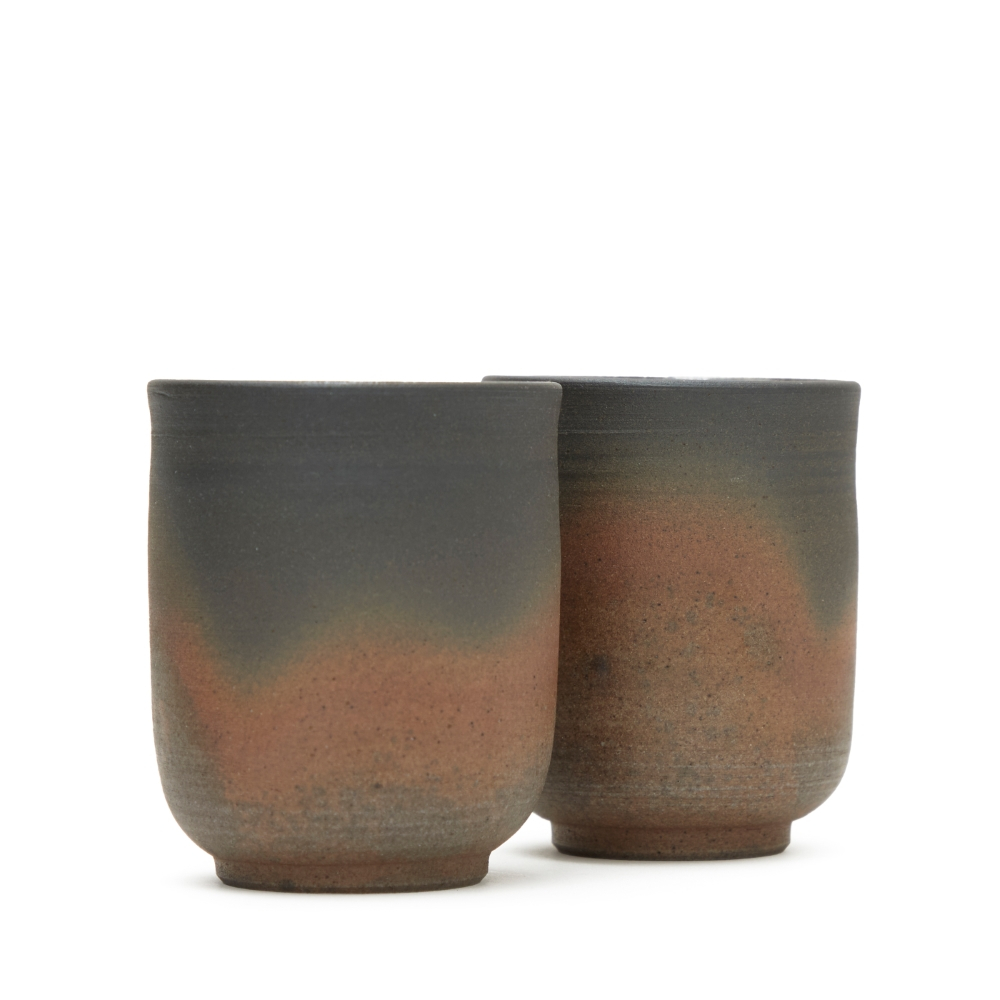 お茶M Teacup Pair, Yunomi Jinshu Yohen, brown 175ml