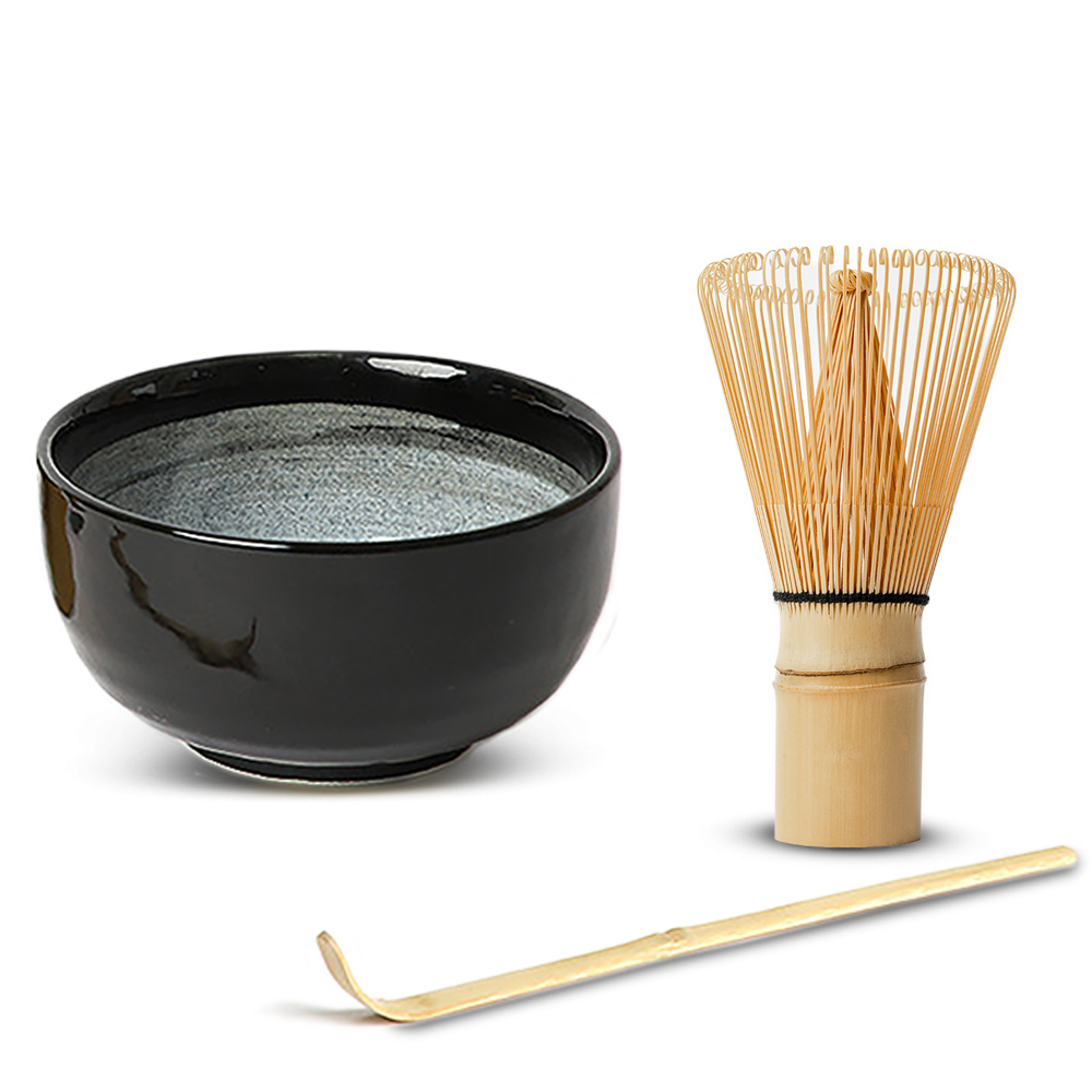Kit Matcha 5 Pièces En Verre - Bol Bec Verseur, Fouet (chasen), Cuillère, Porte-fouet - Cérémonie Thé Japonais