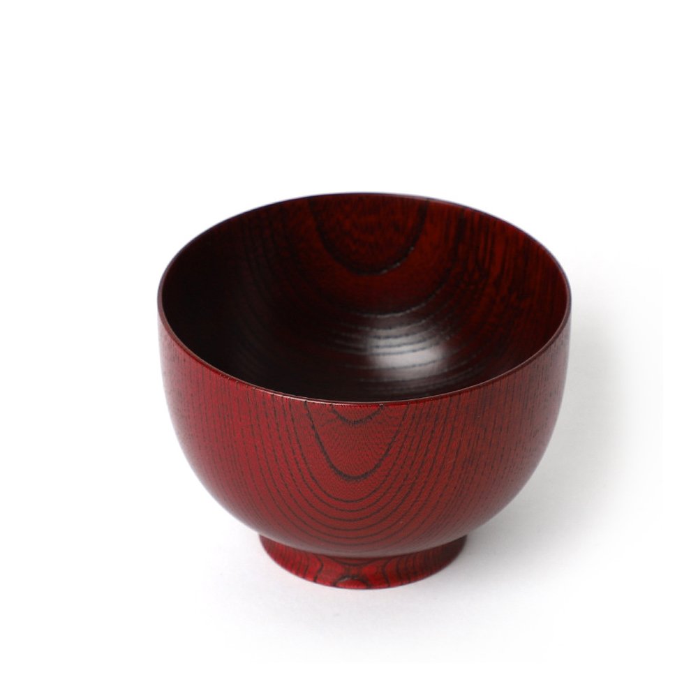Bol en bois japonais Owan Keyaki, laque rouge Urushi Ø 11 cm