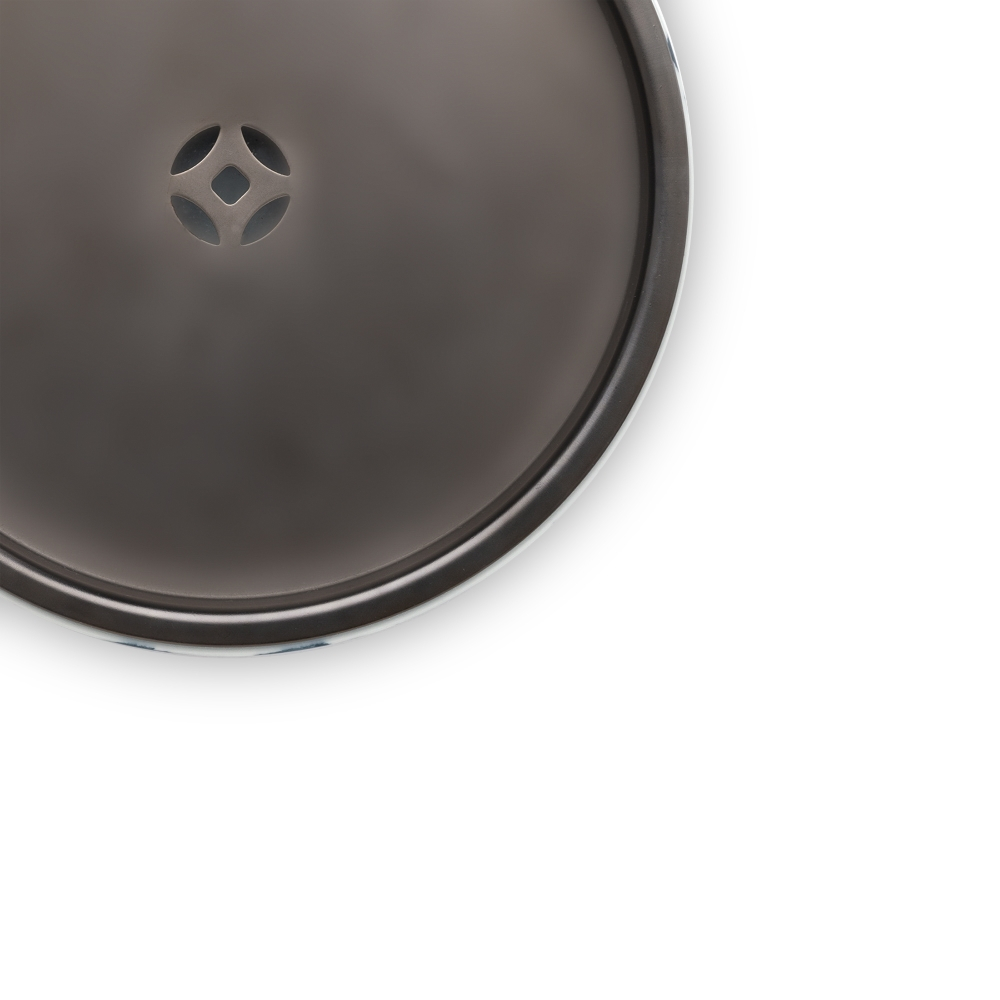 Support à théière bleu et blanc Hu Cheng en porcelaine Jingdezhen calligraphie Guanzizai 