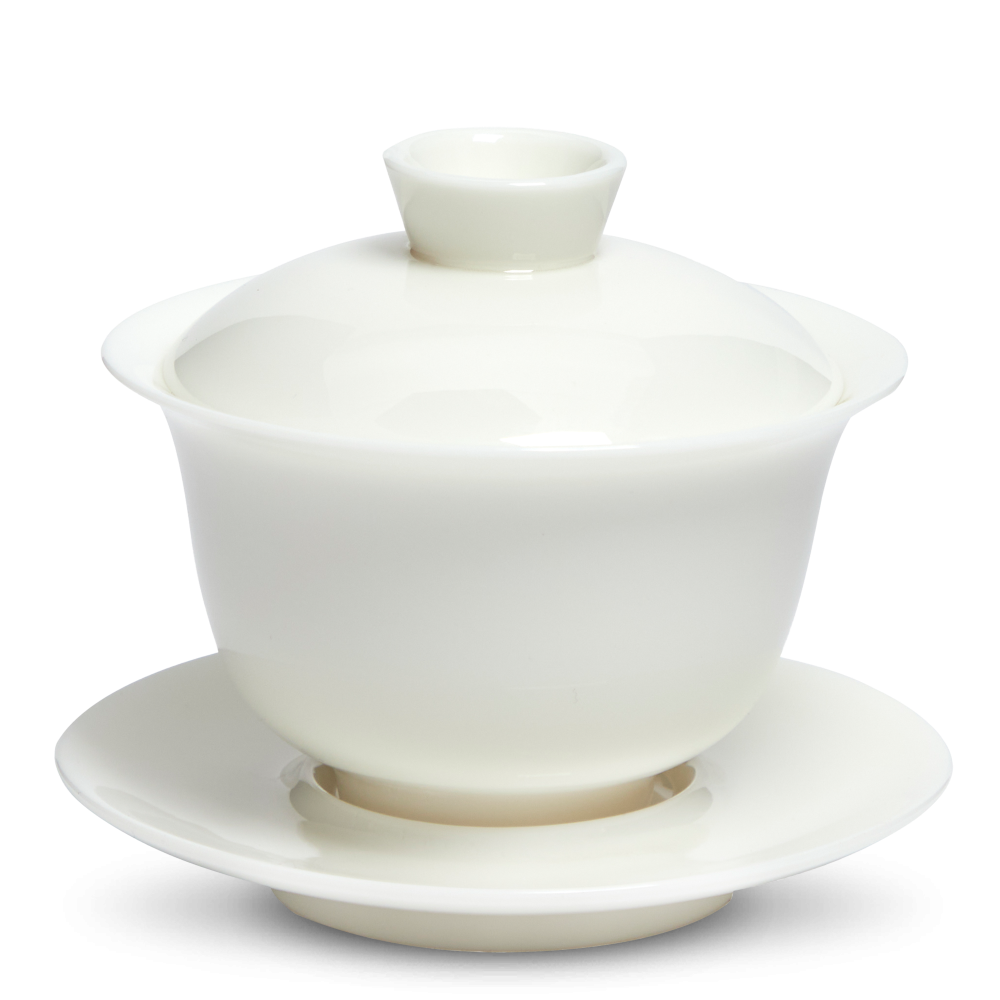 Yoshi en Gaiwan Glänzend Weiß Dehua Porzellan