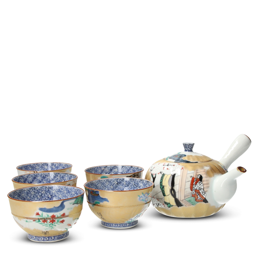 Japanese Tea Set Kiyomizu Kyusu Genji Monogatari Japanese Tea Set Kiyomizu Kyusu Genji Monogatari