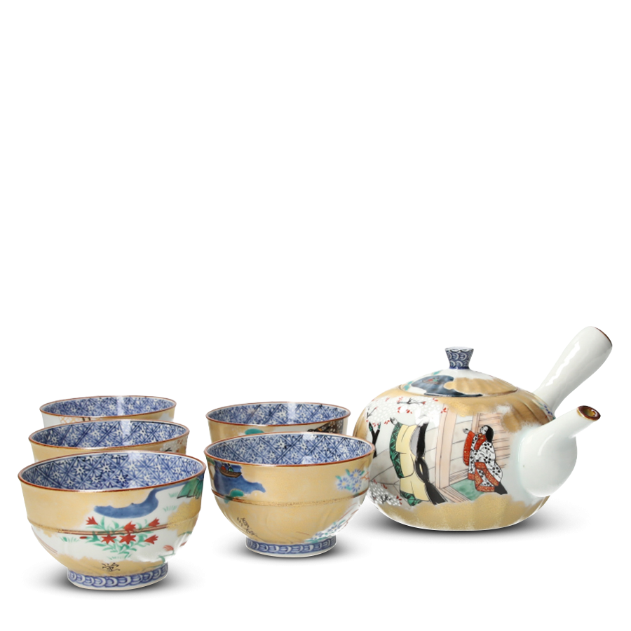 Service à thé Kyusu Kiyomizu Genji Monogatari