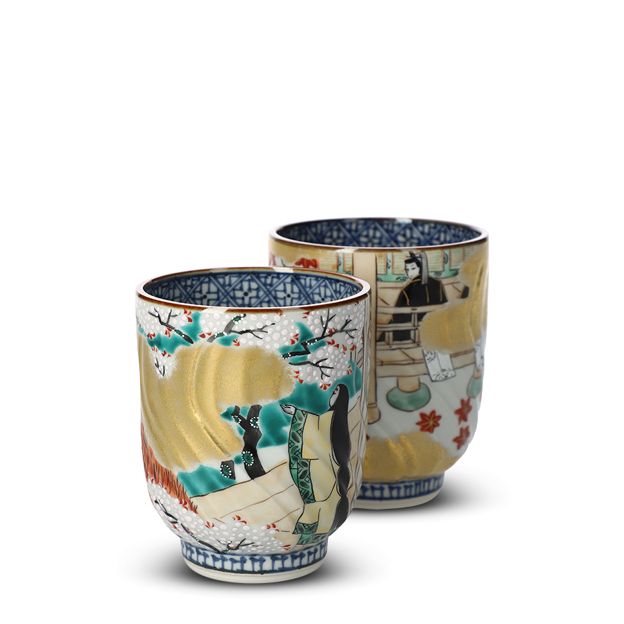 Coffret de 2 tasses à thé en porcelaine Japon Ichiraku Genji-Monogatari Coffret de 2 tasses à thé en porcelaine Japon Ichiraku Genji-Monogatari
