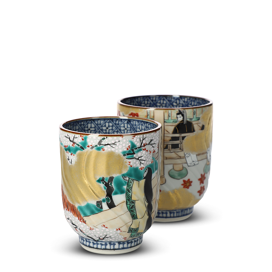 Teetassen Set Japan Porzellan Ichiraku Genji-Monogatari Teetassen Set Japan Porzellan Ichiraku Genji-Monogatari