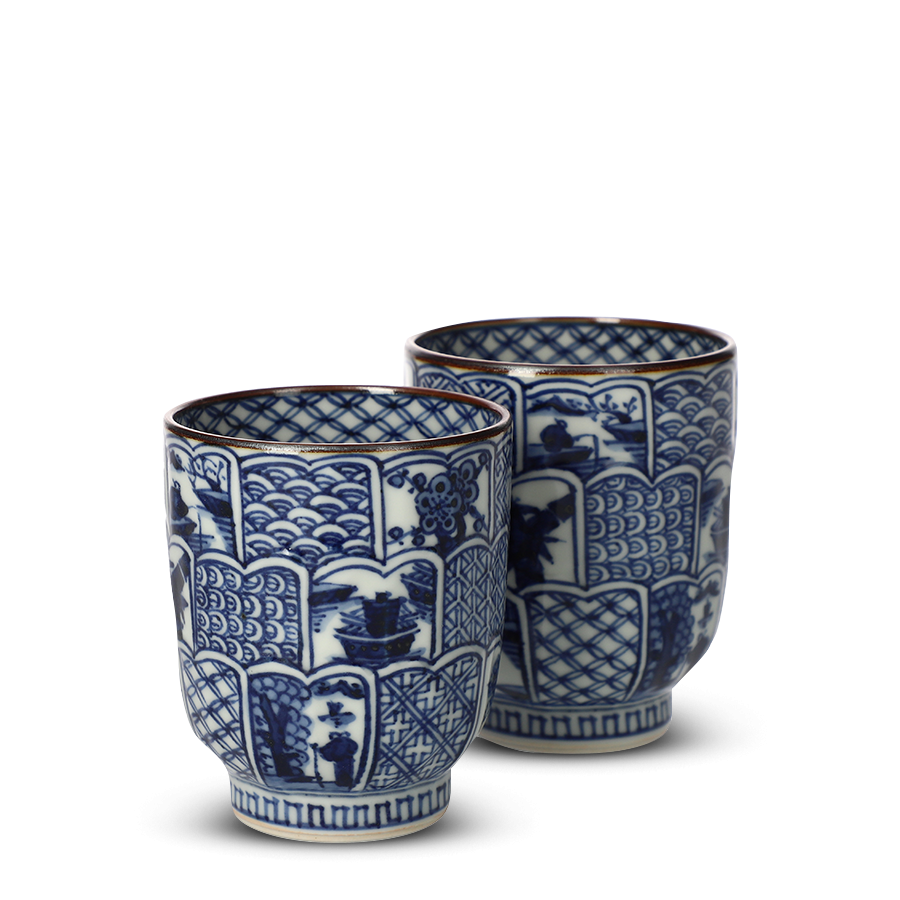 Coffret de 2 tasses à thé en porcelaine Kikubori-Shonzui Coffret de 2 tasses à thé en porcelaine Kikubori-Shonzui