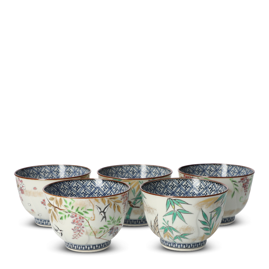Japanese Teacup Set Porcelain Irodorikachō Japanese Teacup Set Porcelain Irodorikachō