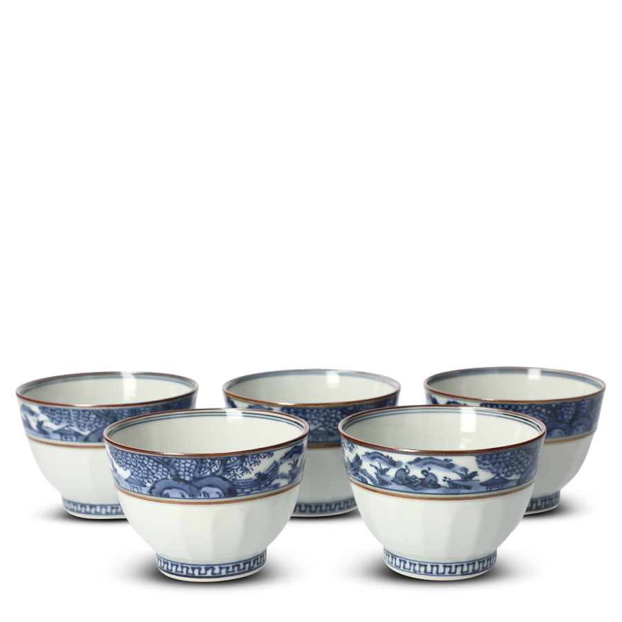 Tasse à thé japonaise en porcelaine coffret de 5 tasses Obisansui