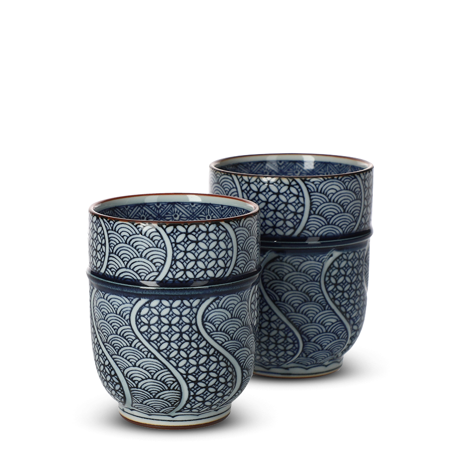 Coffret de tasses à thé japonaises Jimon-Ori