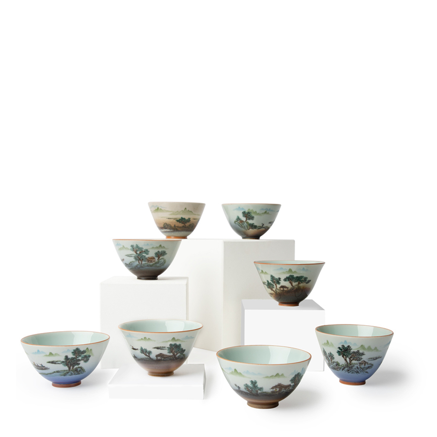 Jingdezhen Gongbi Tasse en porcelaine peinte à la main Lumière du jour