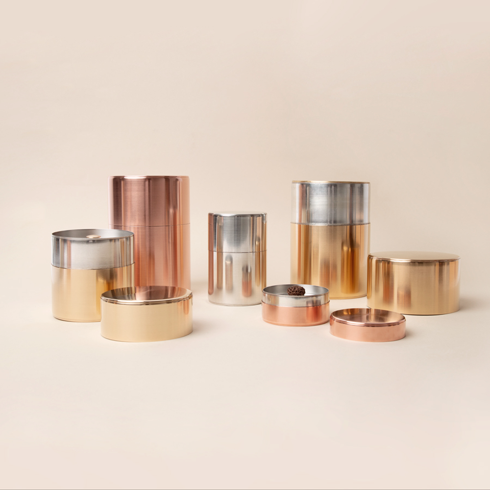 Boîte à thé Kaikado fer blanc couvercle intérieur mobile 200 g