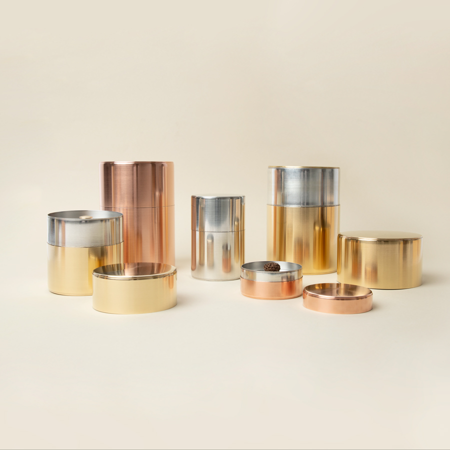 Tea Caddy Kaikado Brass Push Down Lid 200g Tea Caddy Kaikado Brass Push Down Lid 200g