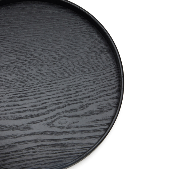 Teetablett Rund Schwarz