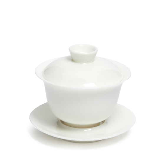 Yoshi en Gaiwan Glänzend Weiß Dehua Porzellan