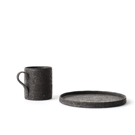 Takashi Endoh Black Demitasse Cup & Saucer