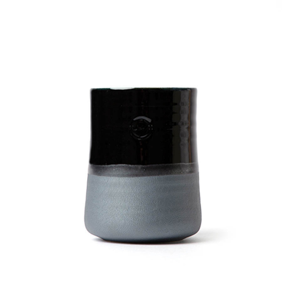 Teetasse Japan Asahiyaki Schwarz Mattgrau