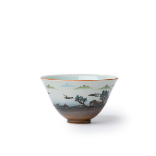 Jingdezhen Gongbi Handbemalte Porzelantasse Tageslicht Braun I