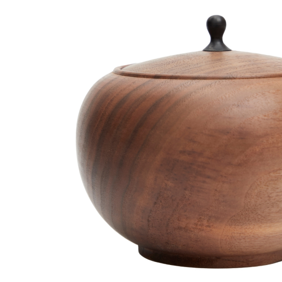 Boîte à thé en bois de noyer noir Melon L